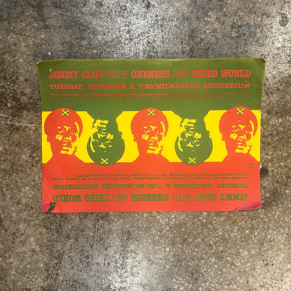 Vintage Jimmy Cliff Oneness and Third World "Milwaukee Auditorium" Ken Hanson Poster