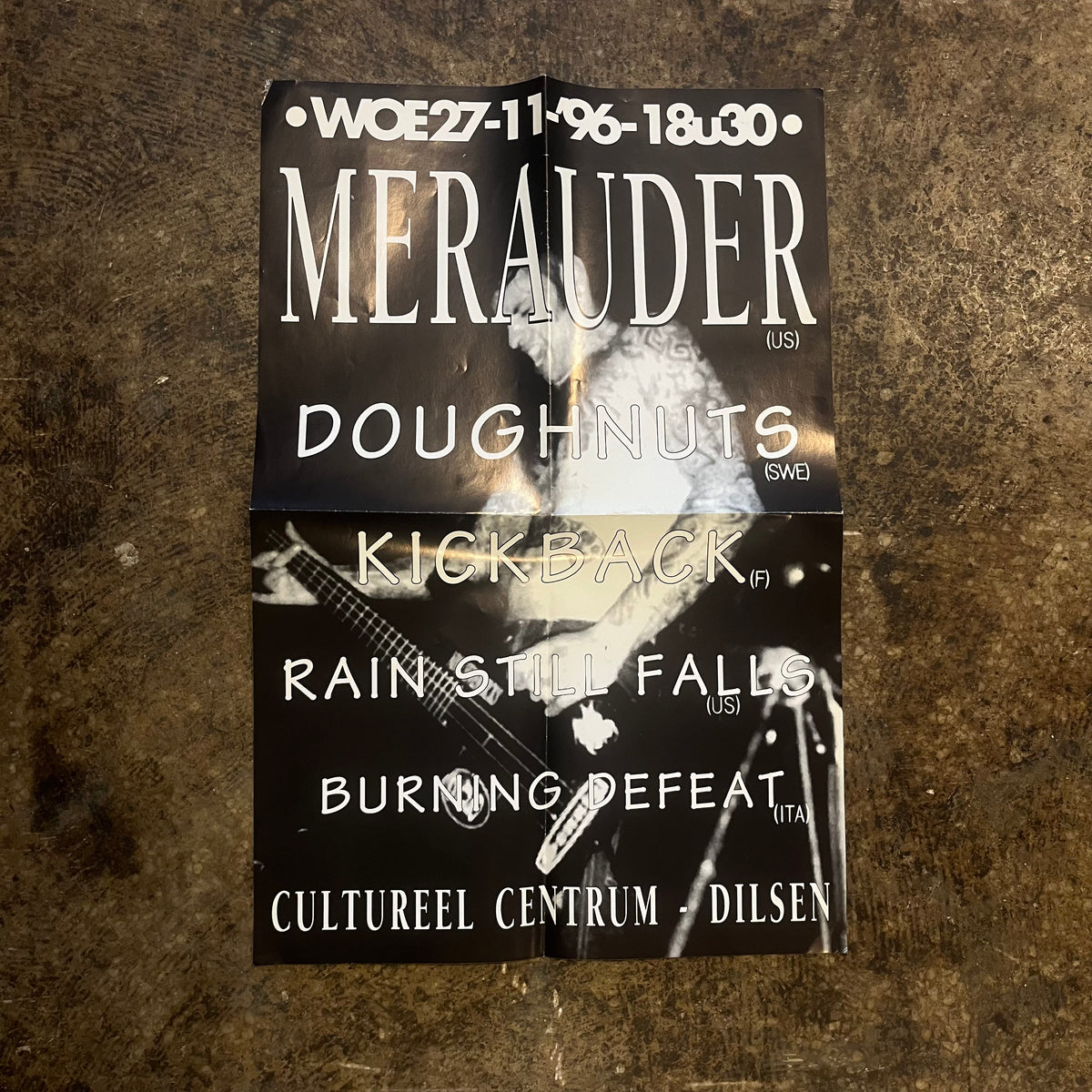 Vintage Merauder Doughnuts Kickback Rain Still Falls Burning Defeat &quot;Hardcore&quot; Belgium Show Poster