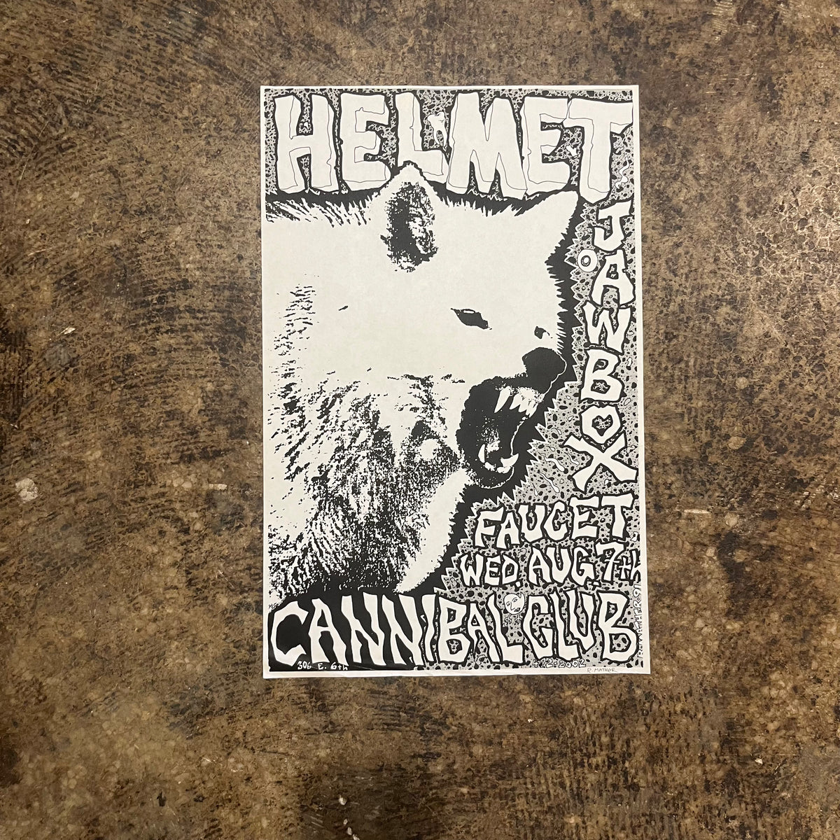Vintage Helmet &amp; Jawbone &quot;The Cannibal Club&quot; Show Poster