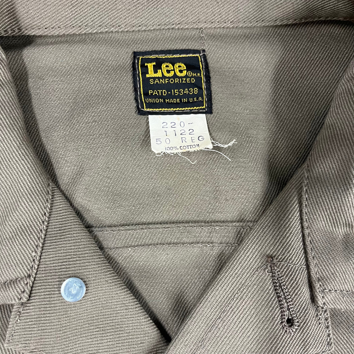 Vintage Lee &quot;Sanforized&quot; PAT-153438 DEADSTOCK Trucker Jacket