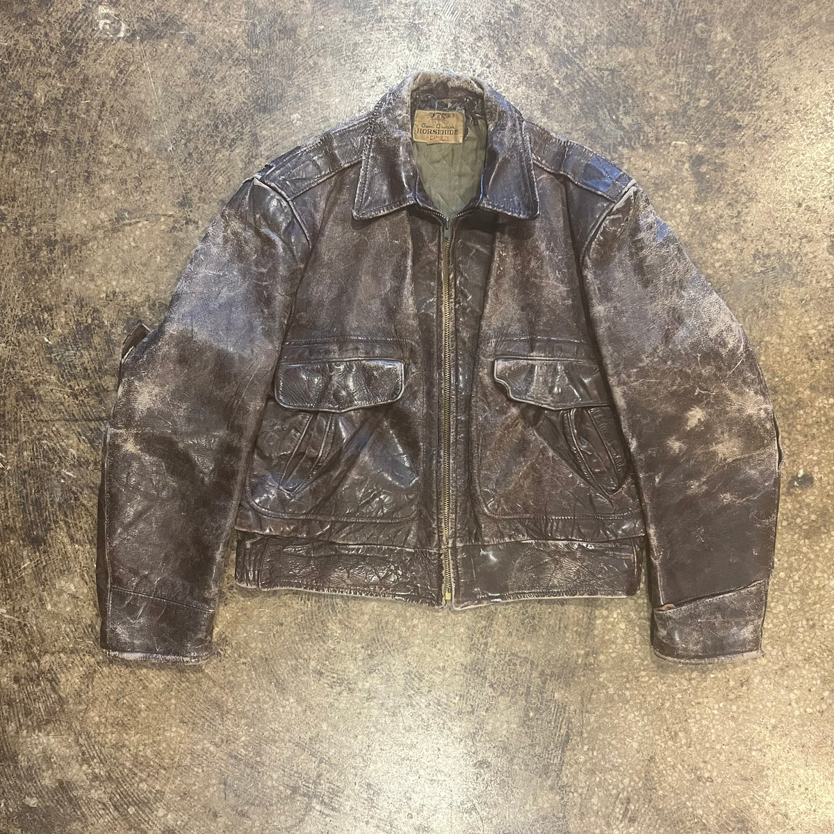 Vintage Front Quarter Horse Hide Leather Jacket By Campus