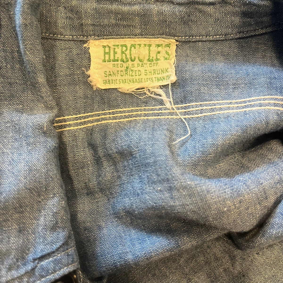 Vintage Hercules &quot;Sanforized&quot; &#39;40s Chambray S/S Work Shirt