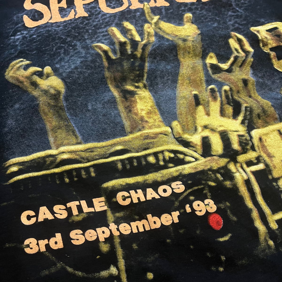 Vintage Sepultura &quot;Castle Chaos&quot; Chaos AD 3-Sided T-Shirt