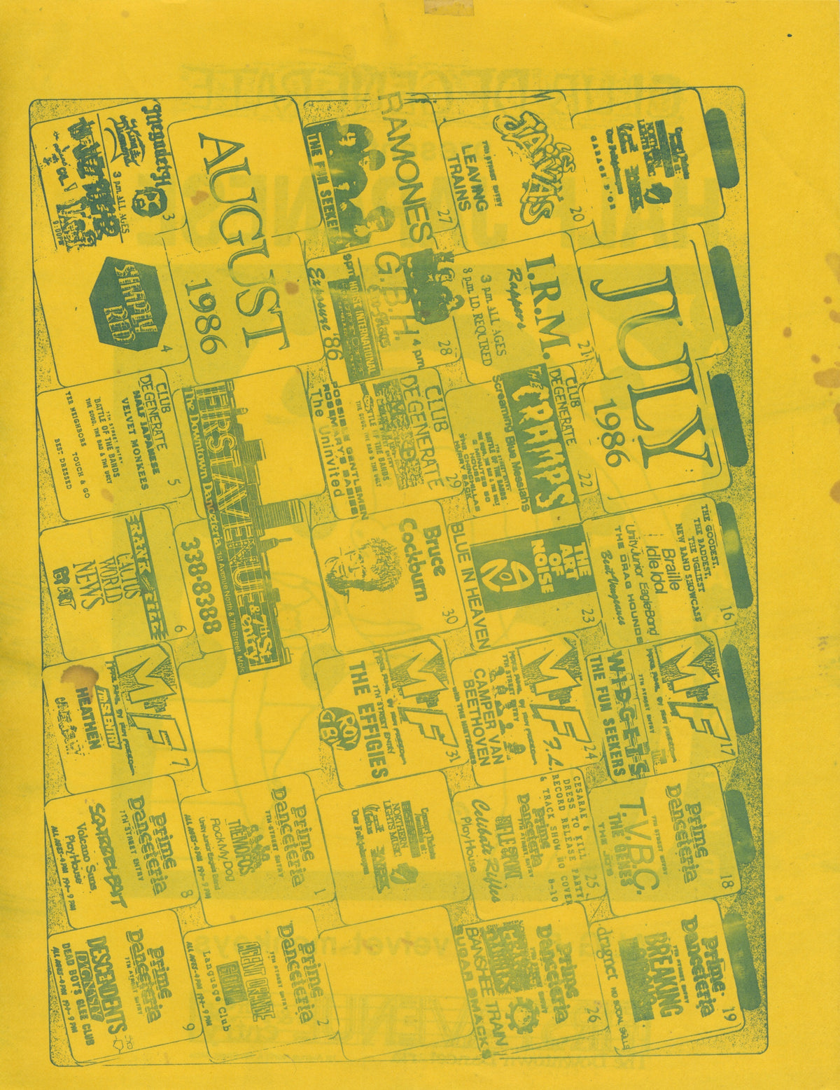 Vintage Half Japanese Velvet Monkeys "Danceteria" 2-Sided Show Flyer - jointcustodydc