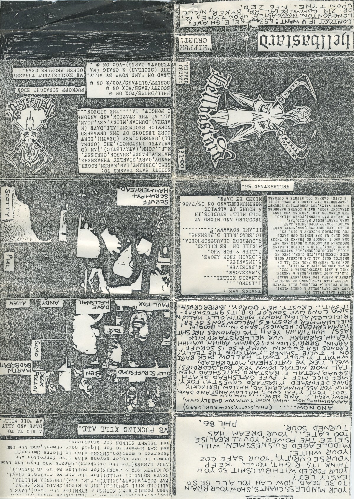 Vintage Hellbastard "Ripper Crust" Newcastle, UK '86 Demo Tape
