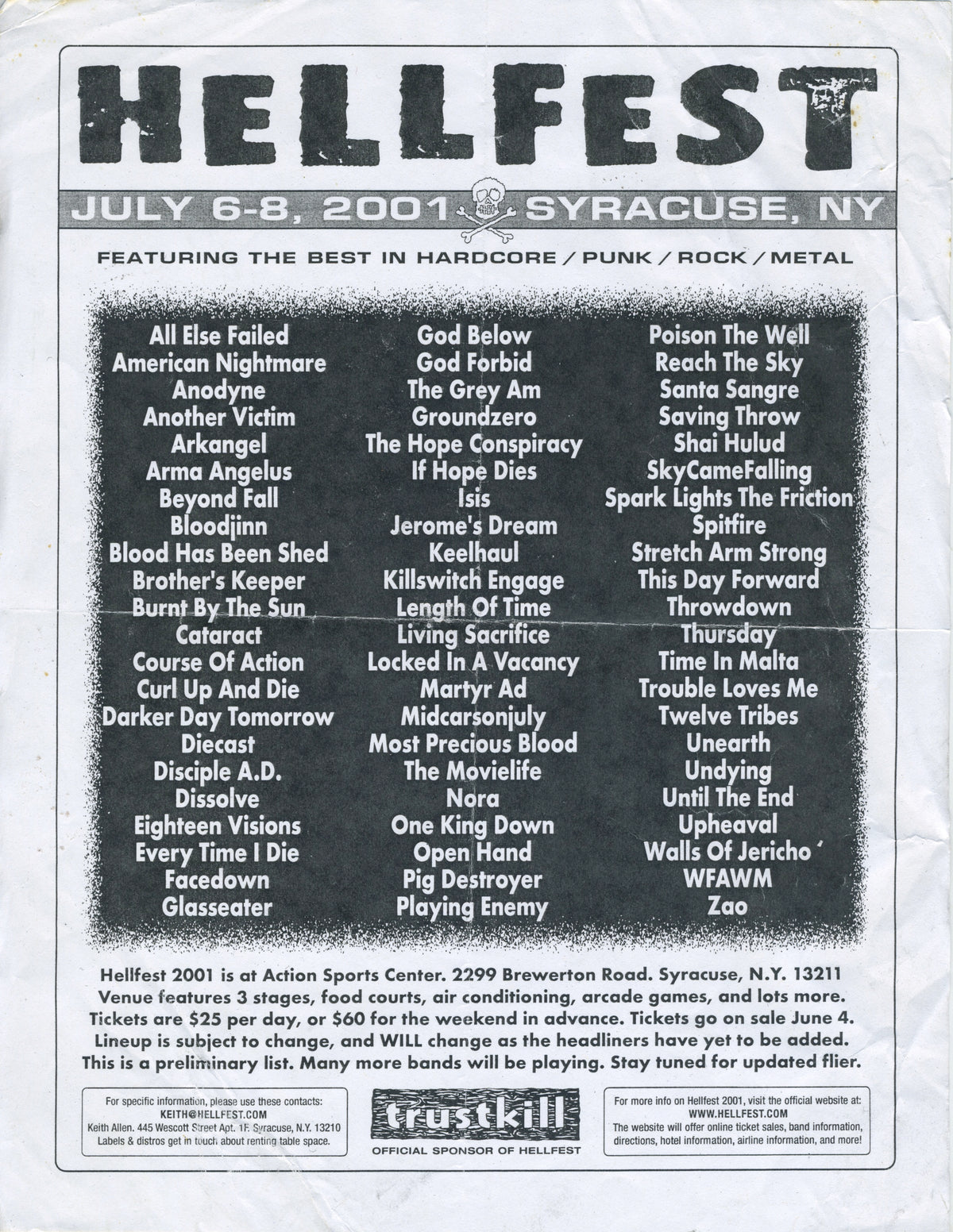 Vintage Hellfest 2001 &quot;Syracuse, NY&quot; Fest Flyer