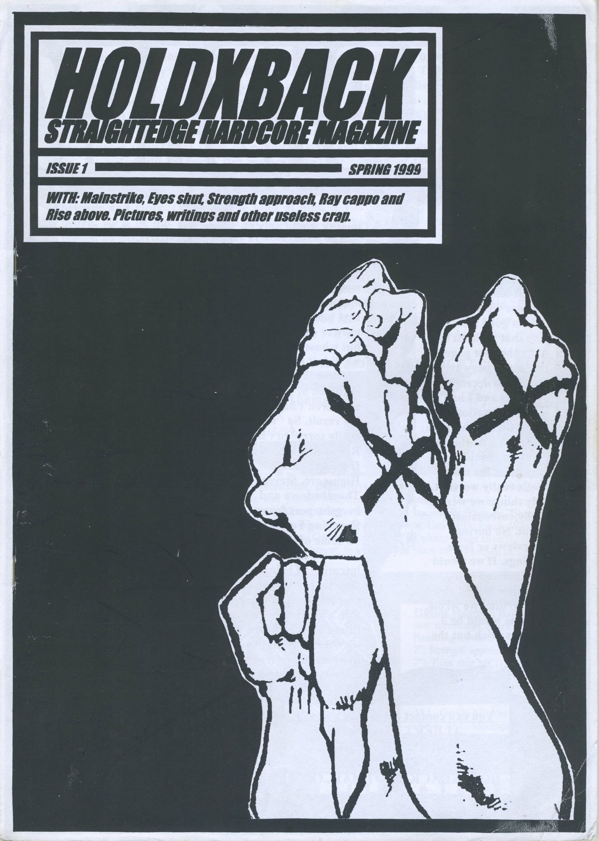 Vintage HOLDXBACK Fanzine "Straight Edge Hardcore" Issue #1 - jointcustodydc