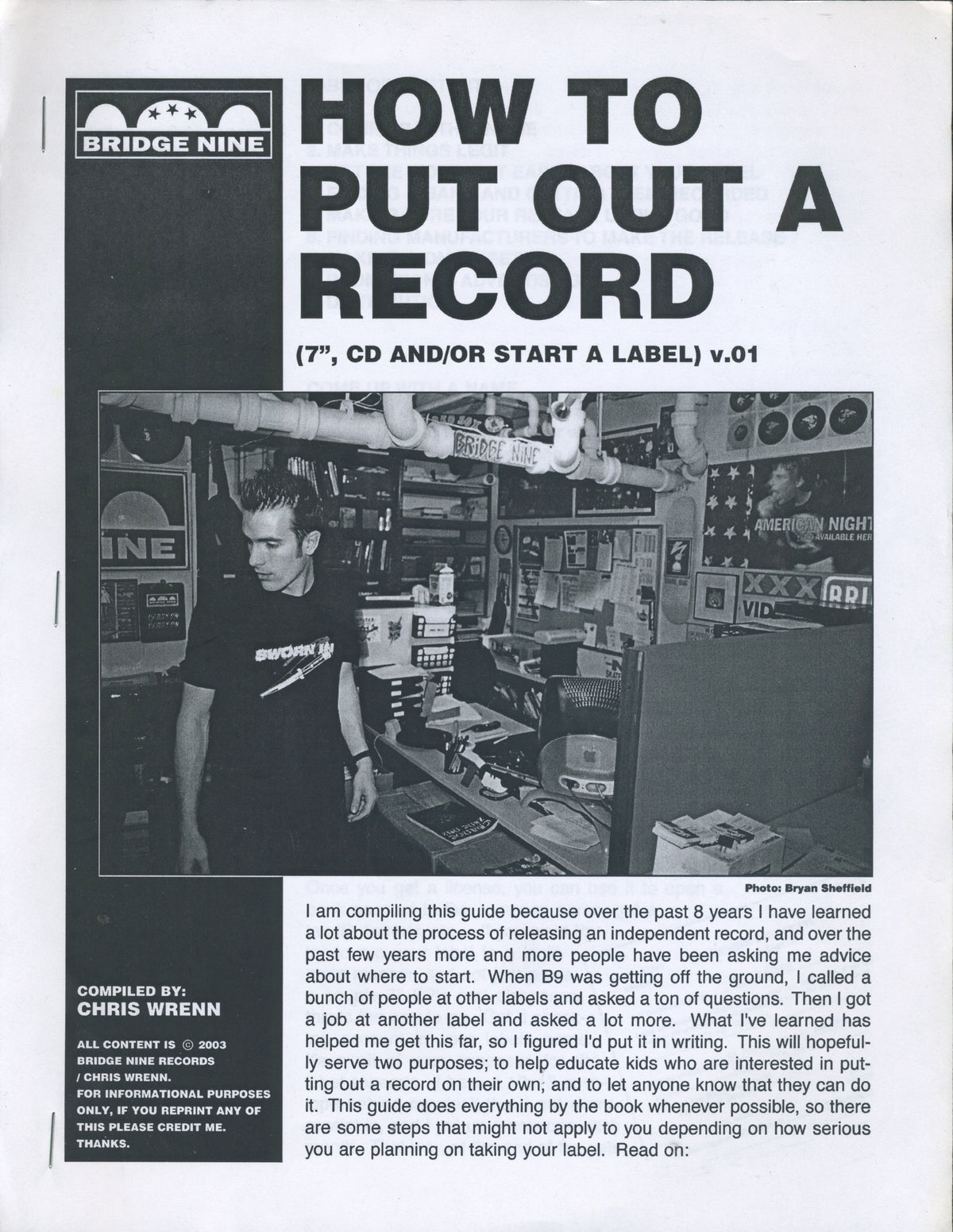 Bridge Nine "How To Put Out A Record" Vol. 1 Zine