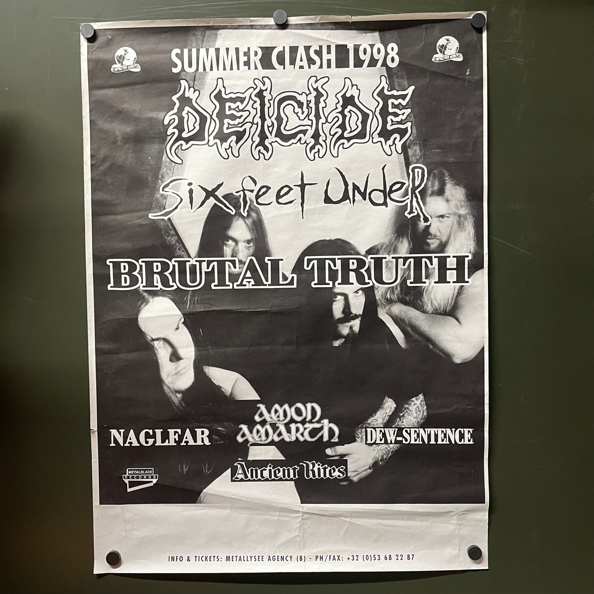 Vintage Deicide Six Feet Under Brutal Truth Amon Amarth Ancient Rites Naglfar Dew-Sentence “Summer Clash 1998” Tour Poster