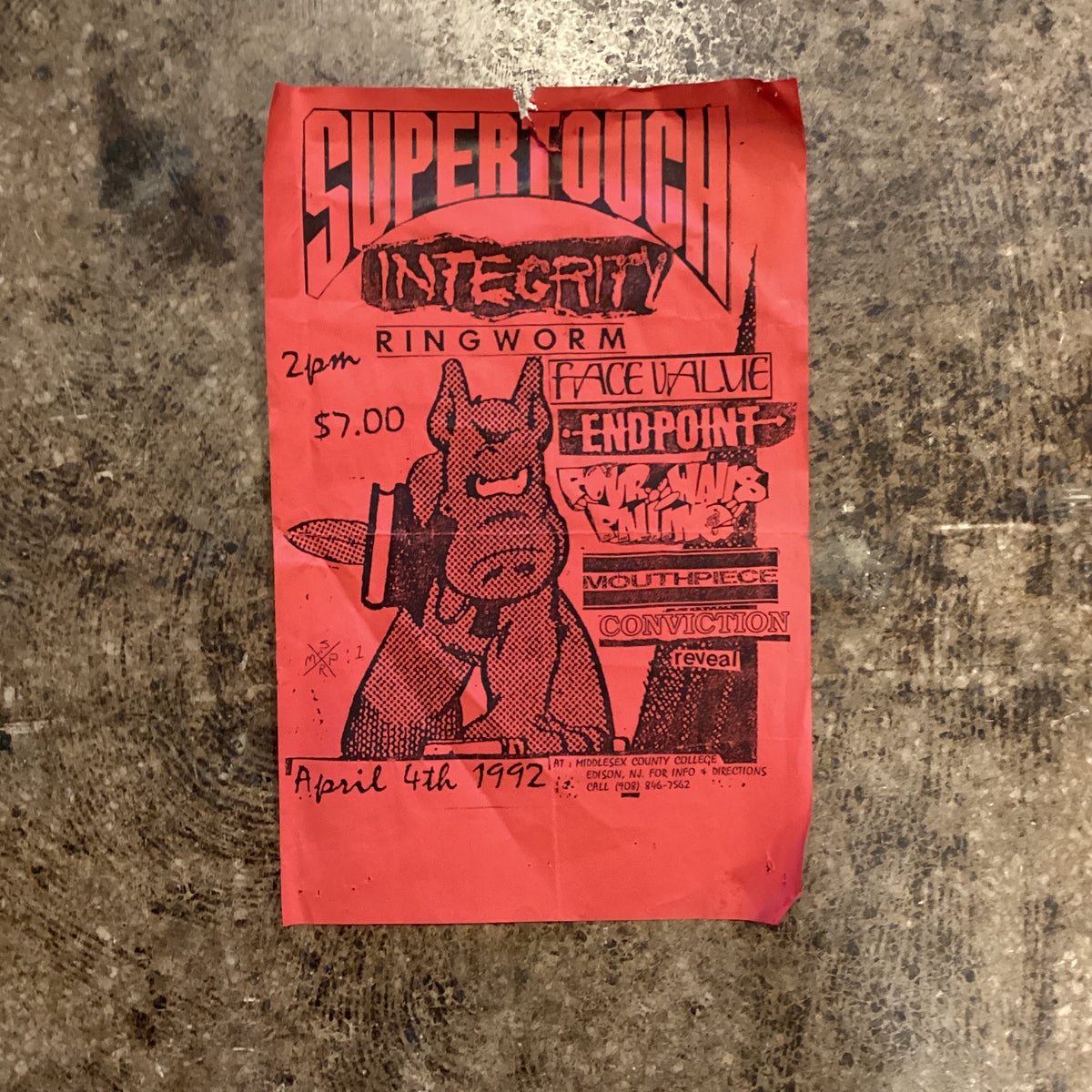 Vintage Supertouch Integrity Ringworm Face Value Endpoint Four Walls Falling Mouthpiece Conviction "Middlesex County College" Show Poster - jointcustodydc