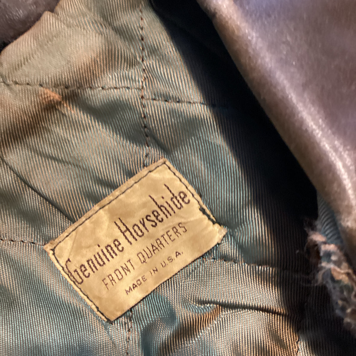 Vintage Front Quarters "Genuine Horsehide" Prentice Zipper Made in U.S.A. Leather Motorcycle Jacket - jointcustodydc