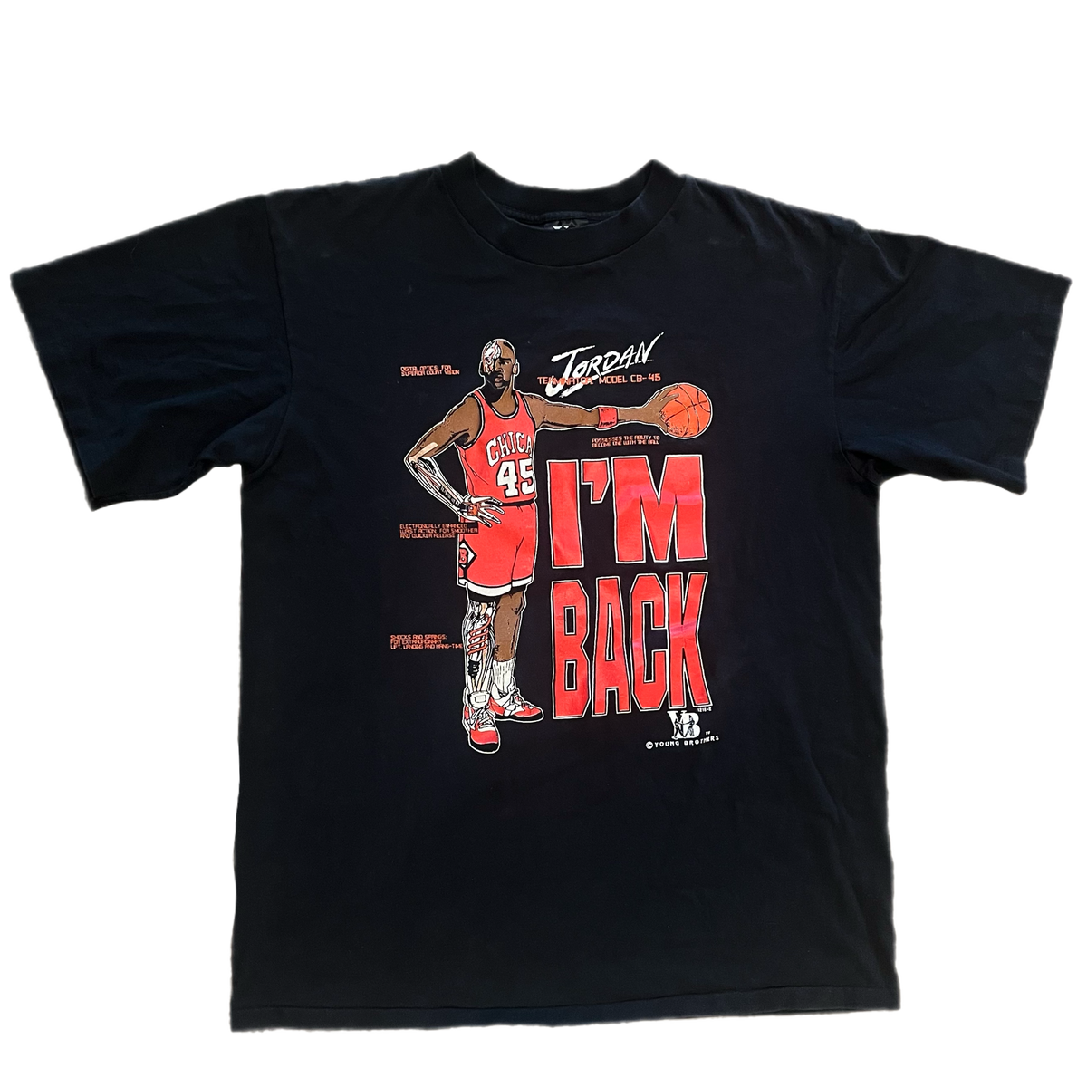 Vintage Michael Jordan &quot;I&#39;m Back&quot; Young Brothers Washington, D.C. Cyborg T-Shirt