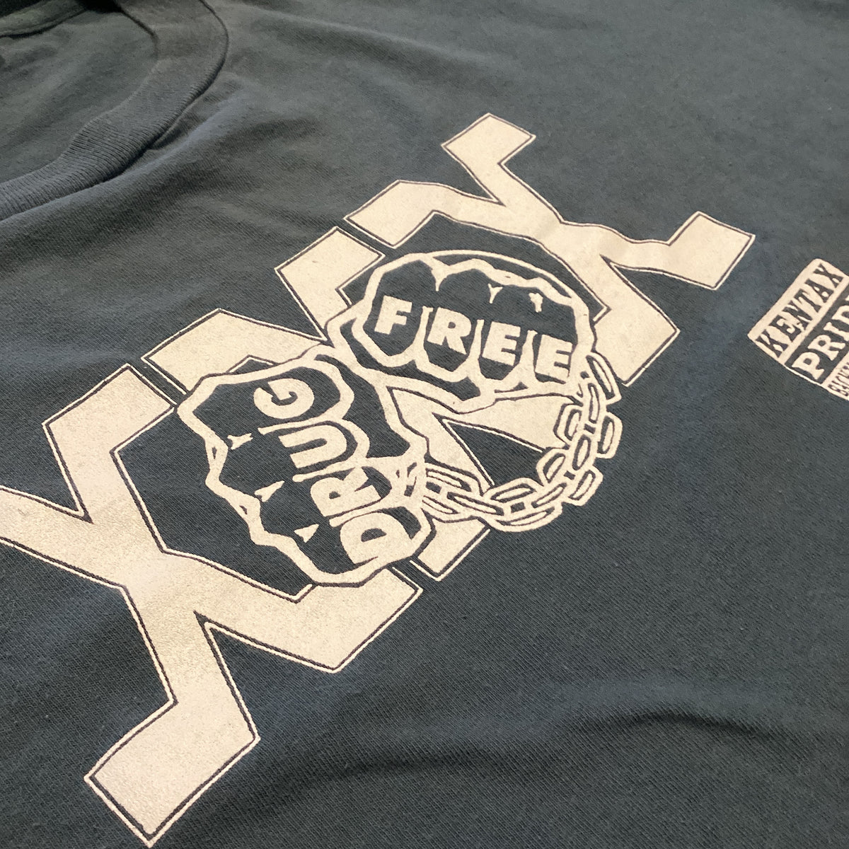 Vintage Back Ta Basics Artworks "KentaXPride" Drug Free T-Shirt - jointcustodydc