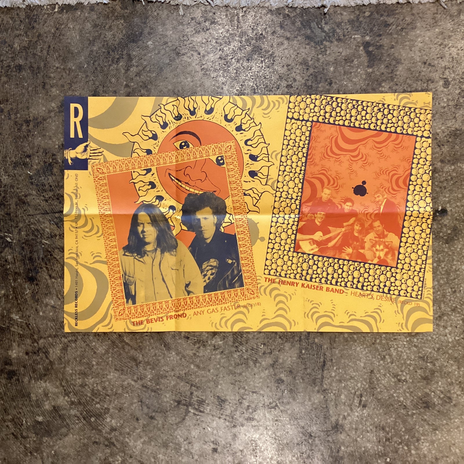 Vintage The Bevis Frond & The Henry Kaiser Band "Reckless Records" Tour Poster - jointcustodydc