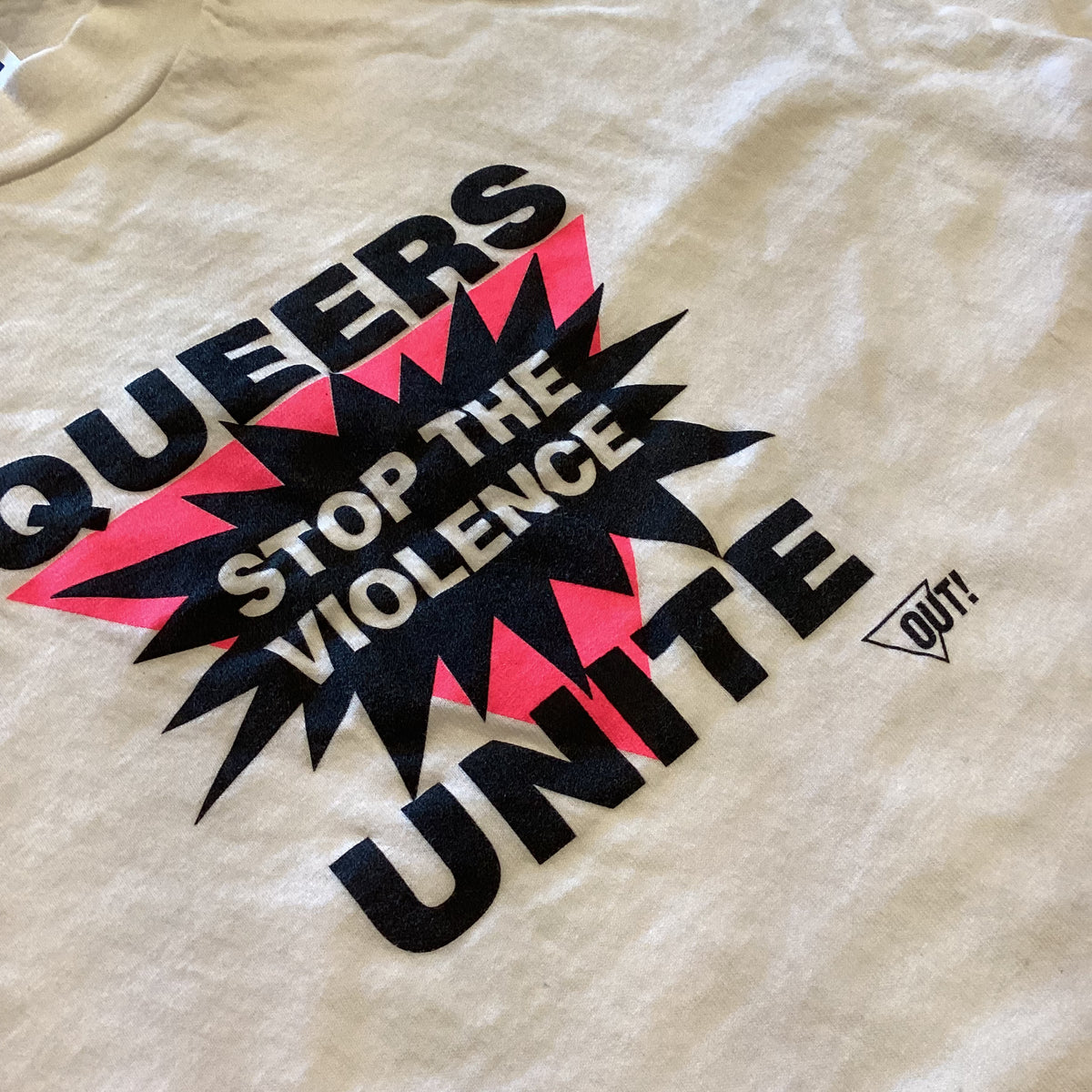 Vintage OUT! &quot;Queers Unite&quot; &#39;80s T-Shirt