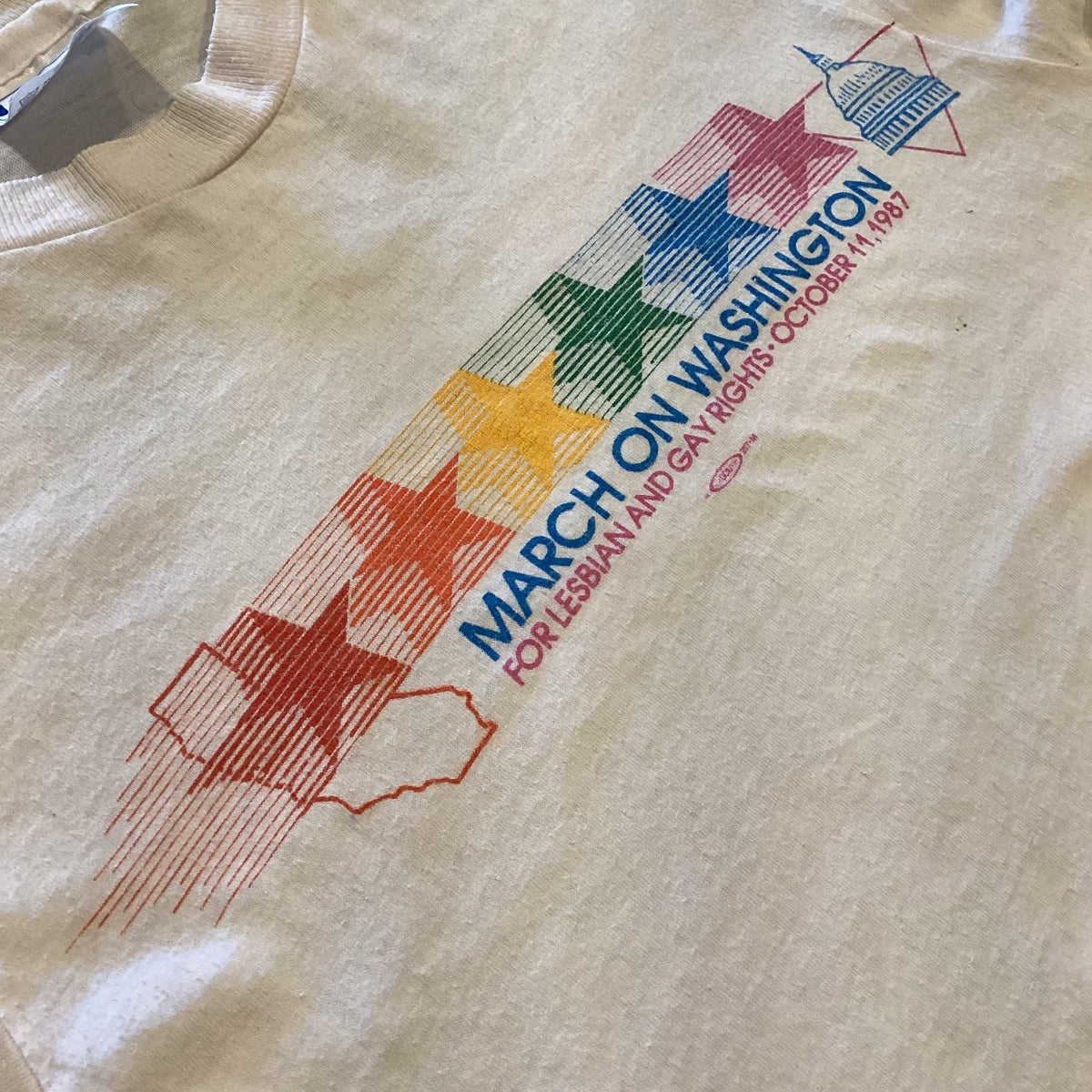 Vintage March On Washington &#39;87 &quot;Lesbian And Gay Rights&quot; T-Shirt