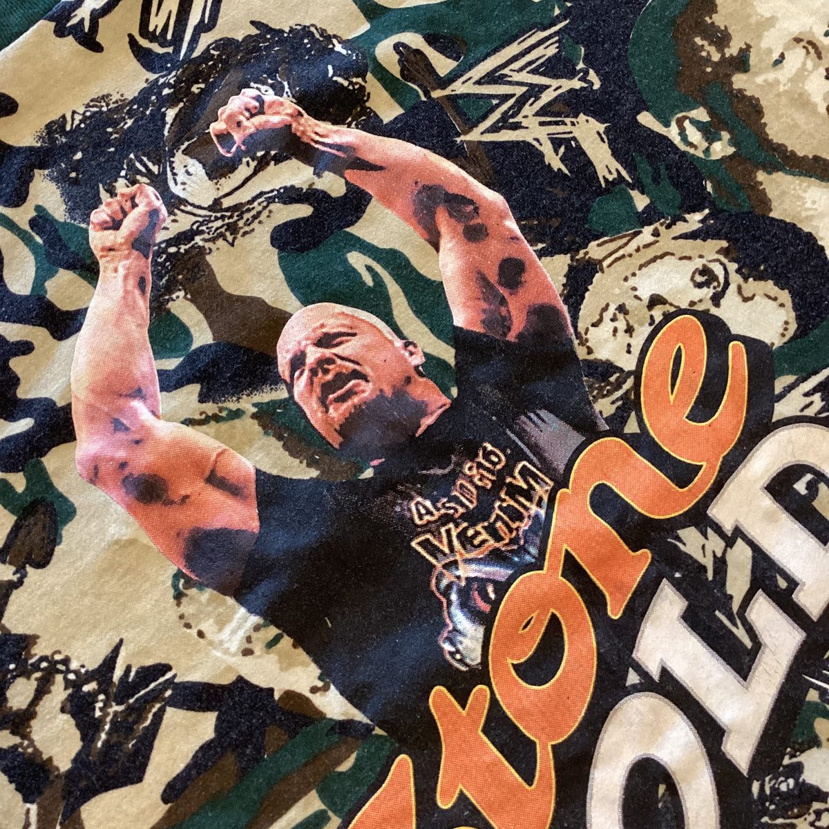Vintage Stone Cold Steve Austin &quot;WWF&quot; Kids Camo Ringer Shirt