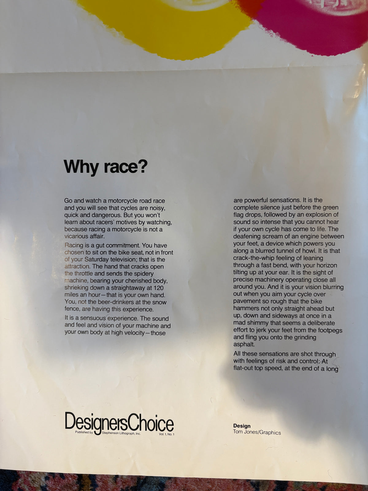 Vintage Designer&#39;s Choice &quot;Why Race?&quot; Foldout Poster