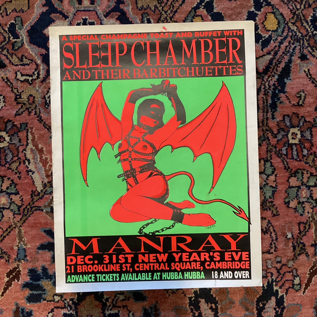 Vintage Sleep Chamber And Their Barbitchuettes &quot;MANRAY&quot; New Year&#39;s Eve Central Square, Cambridge Poster