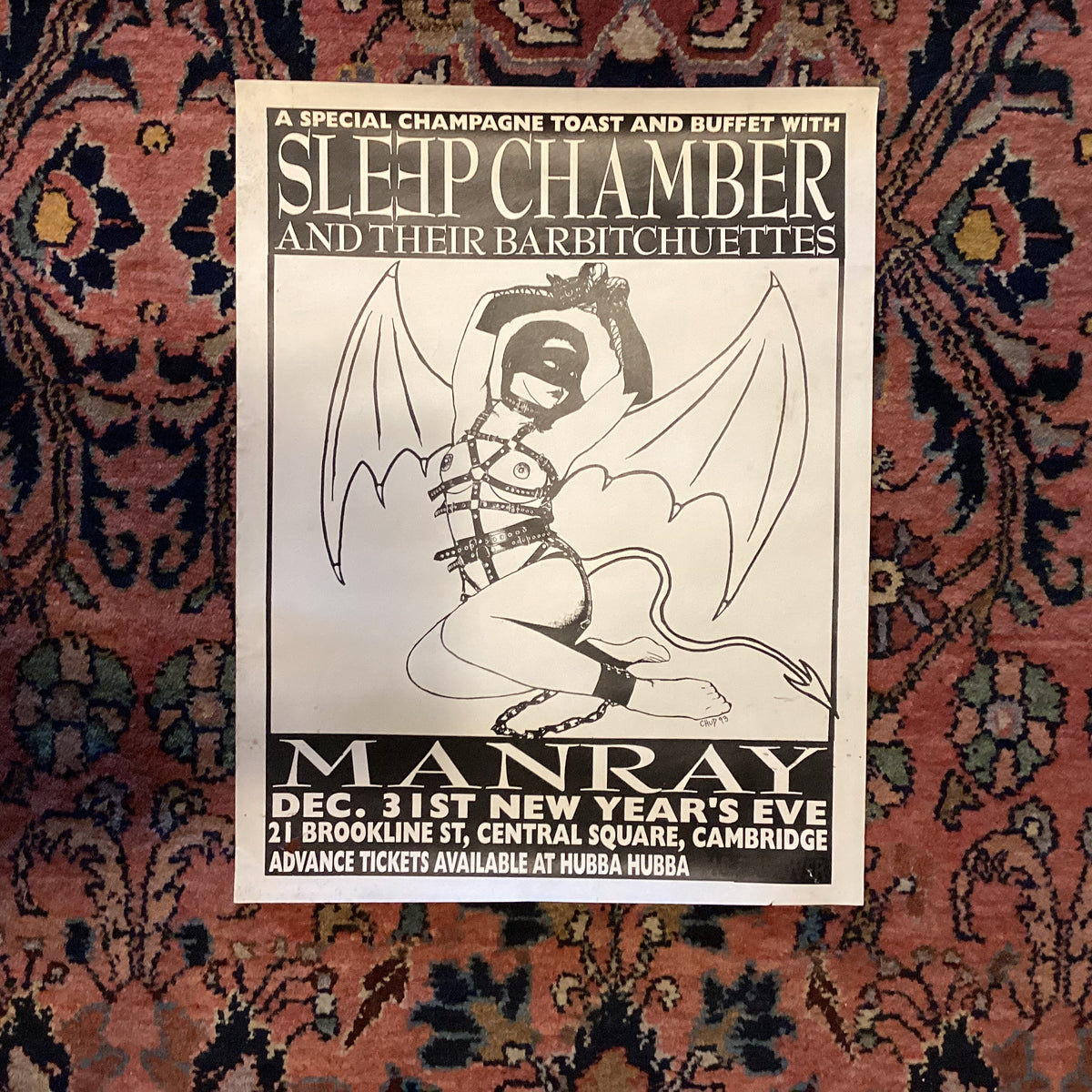 Vintage Sleep Chamber And Their Barbitchuettes &quot;MANRAY&quot; New Year&#39;s Eve Central Square, Cambridge BLACK &amp; WHITE Poster