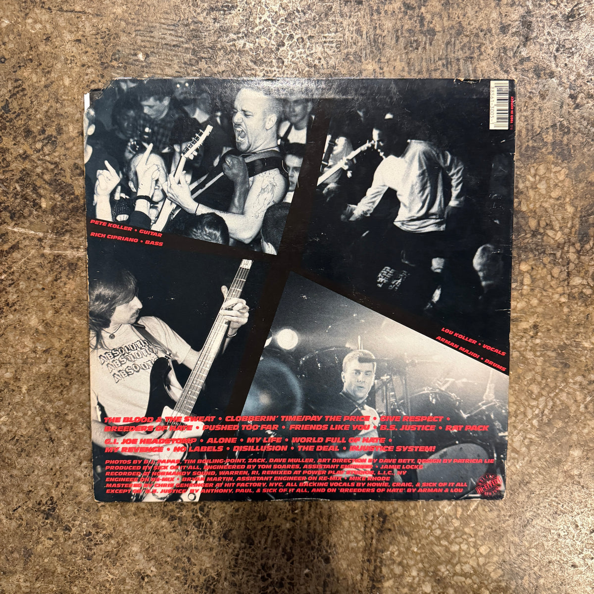 Vintage Sick Of It All "Blood, Sweat, And No Tears" In-Effect LP