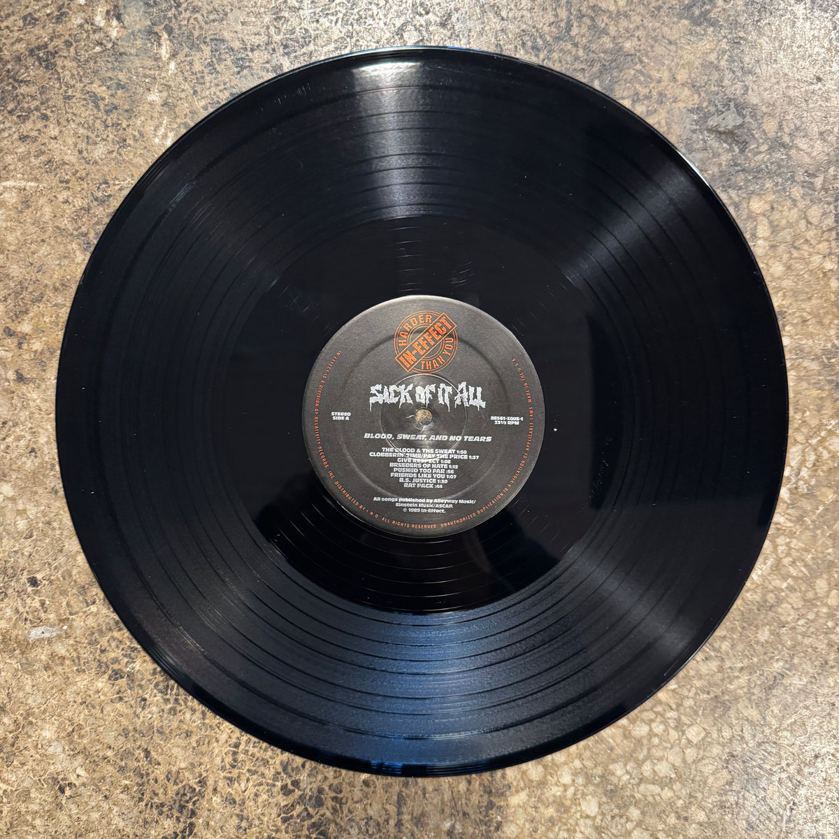 Vintage Sick Of It All "Blood, Sweat, And No Tears" In-Effect LP