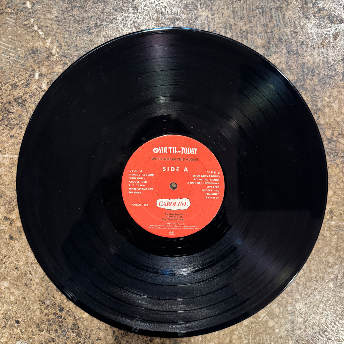 Vintage Youth Of Today "We're Not In This Alone" Caroline First Mix