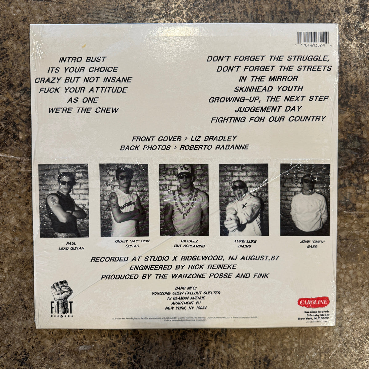 Vintage WarZone "Don't Forget The Struggle, Don't Forget The Streets" Caroline/Fist LP - jointcustodydc