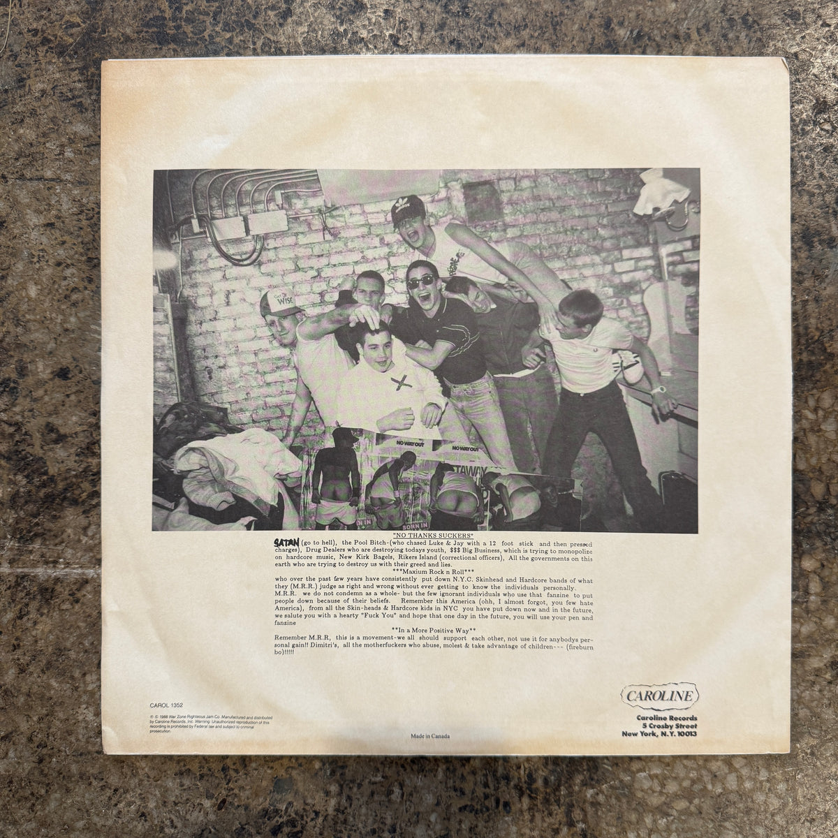 Vintage WarZone "Don't Forget The Struggle, Don't Forget The Streets" Caroline/Fist LP - jointcustodydc