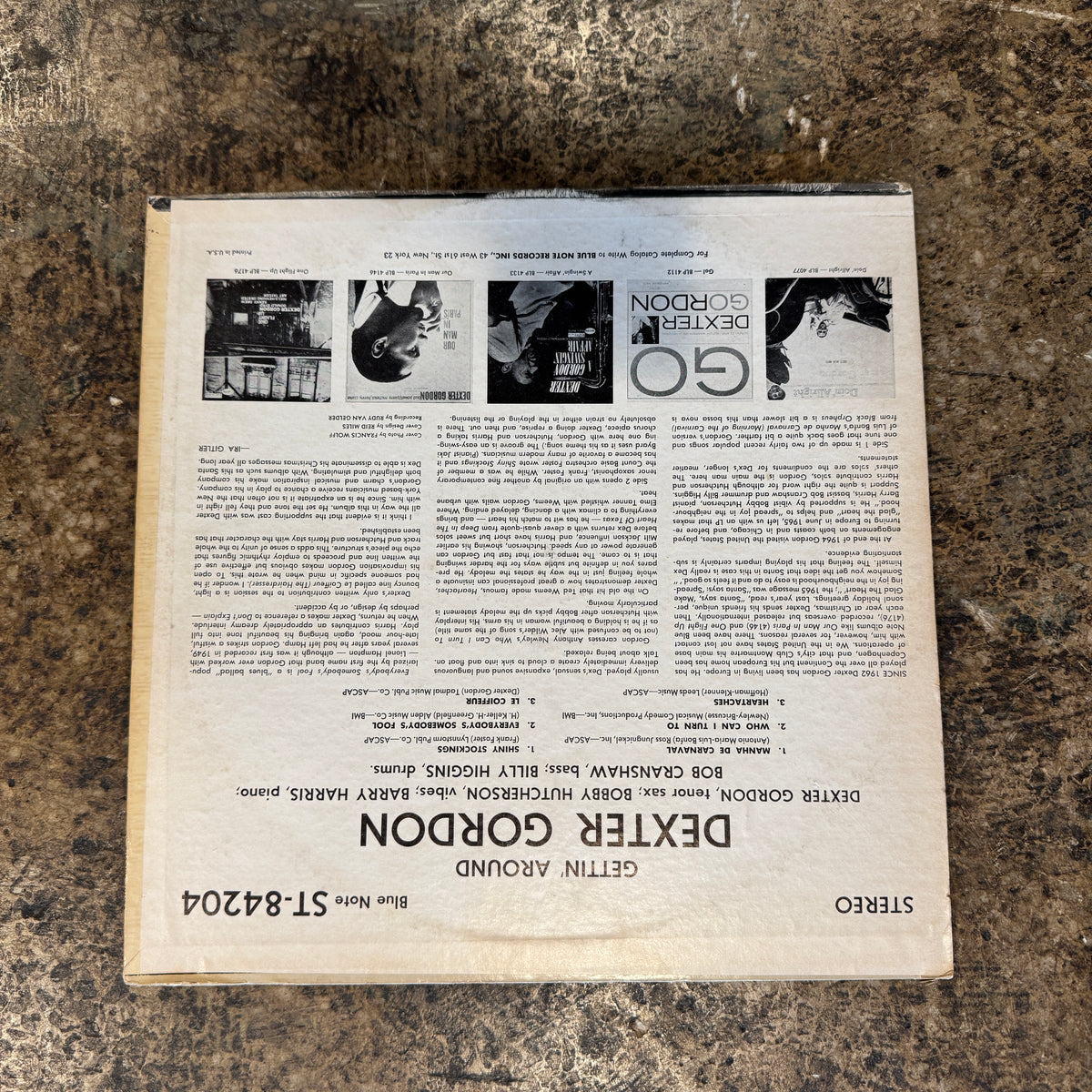 Vintage Dexter Gordon "Gettin' Around" Blue Note Record - jointcustodydc
