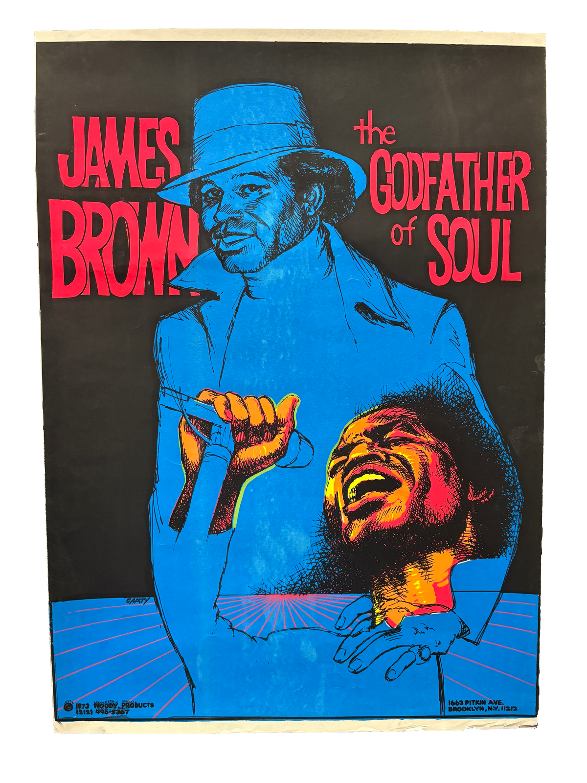 Vintage James Brown "The Godfather of Soul" 1973 Screenprinted Poster