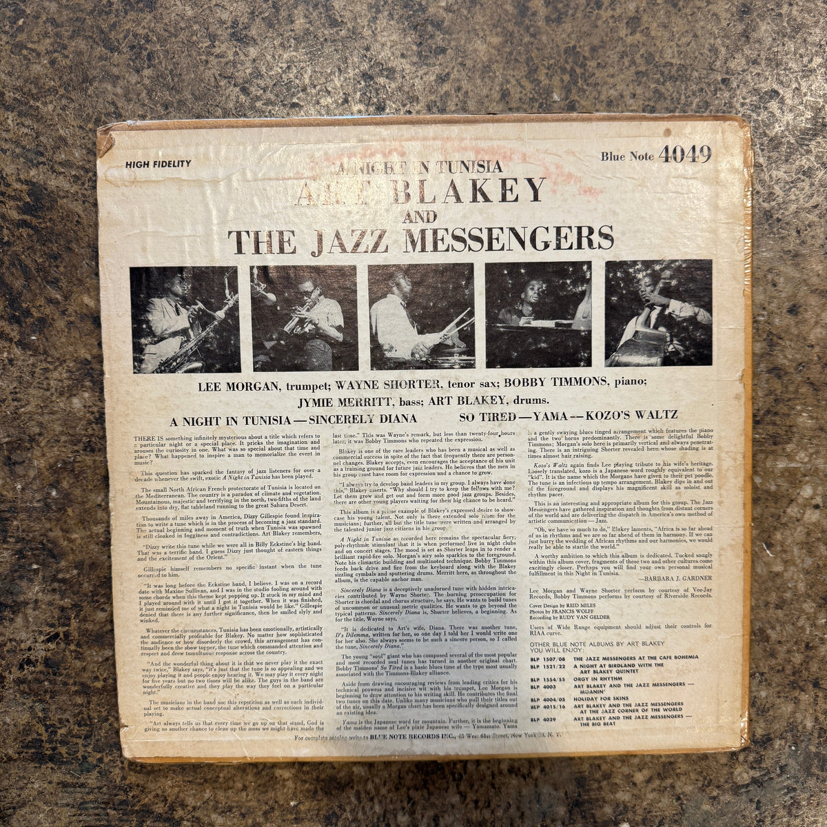 Vintage Art Blakey & The Jazz Messengers "A Night In Tunisia" Mono Blue Note