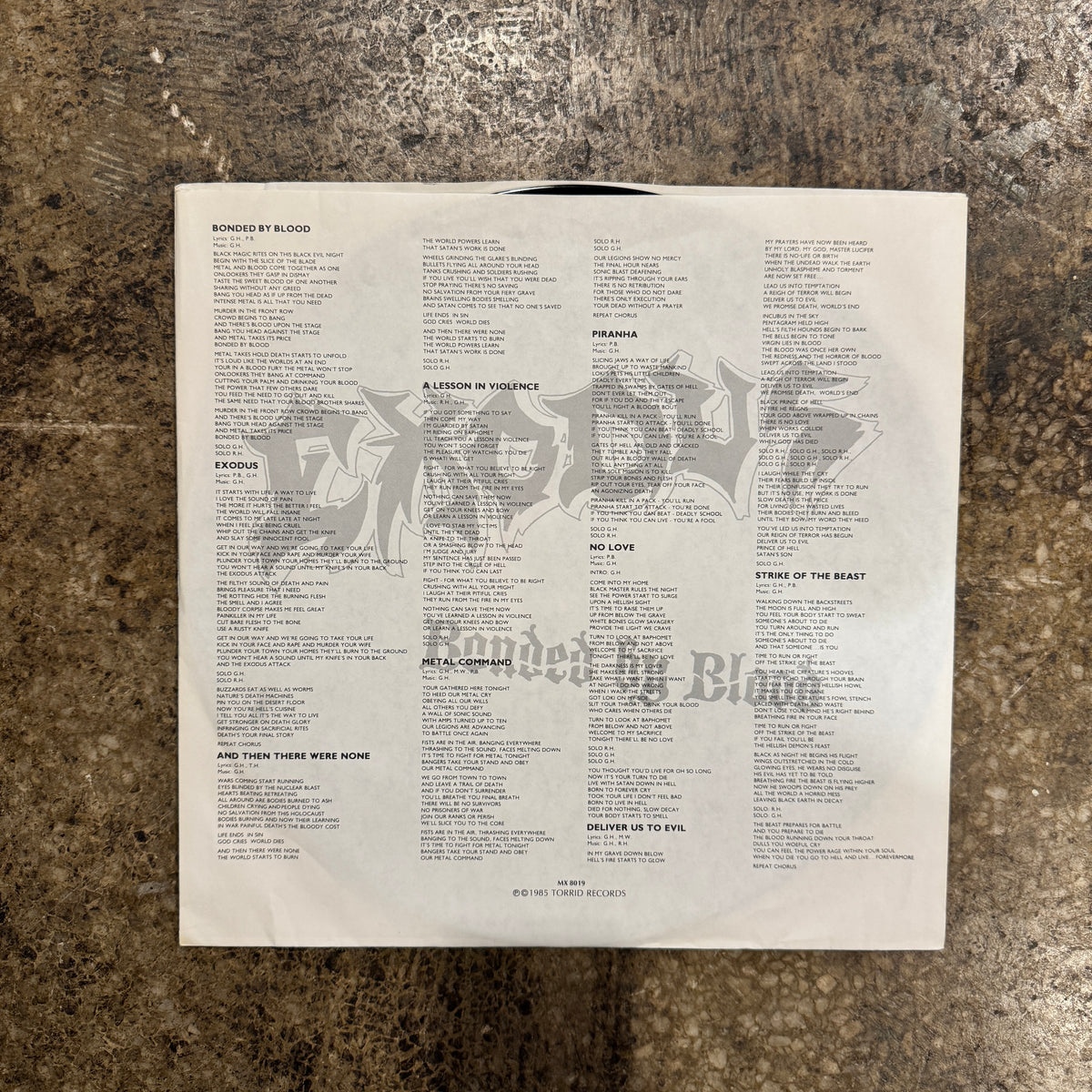 Vintage Exodus "Bonded By Blood" Torrid/Combat LP