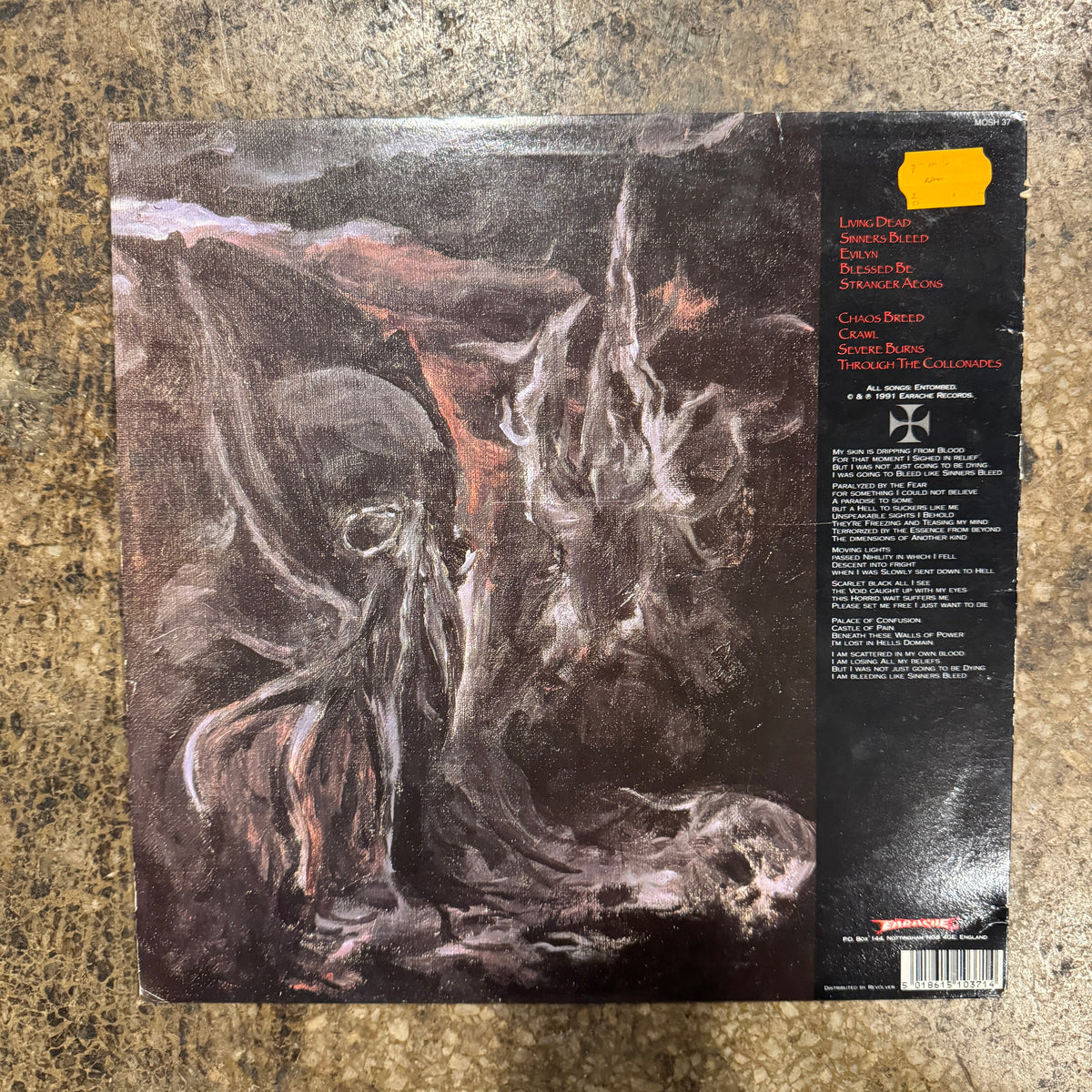 Vintage Entombed "Clandestine" Earache UK LP