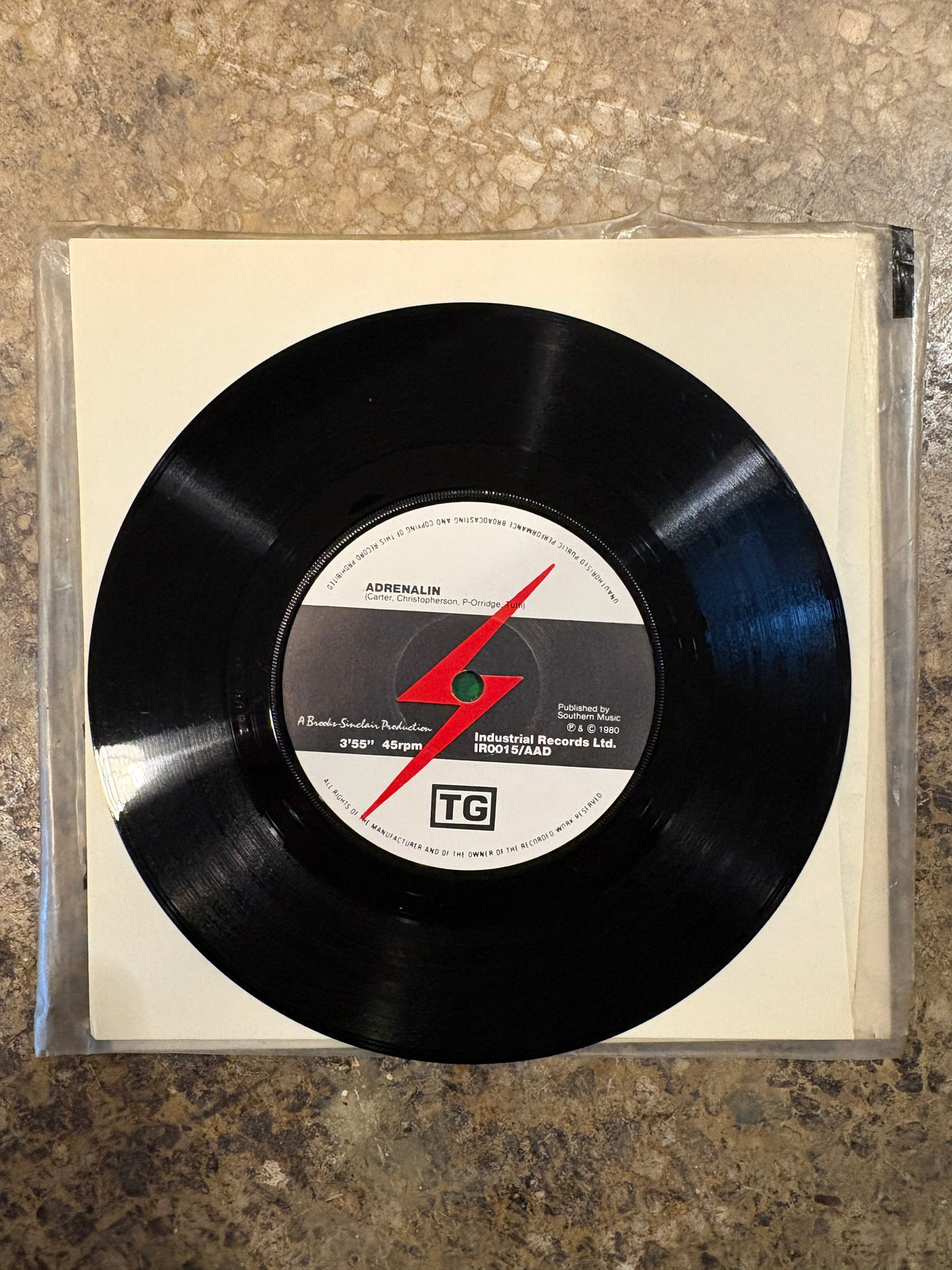 Throbbing Gristle - Adrenaline/Distant Dreams (Part Two) Industrial Records 7" - jointcustodydc