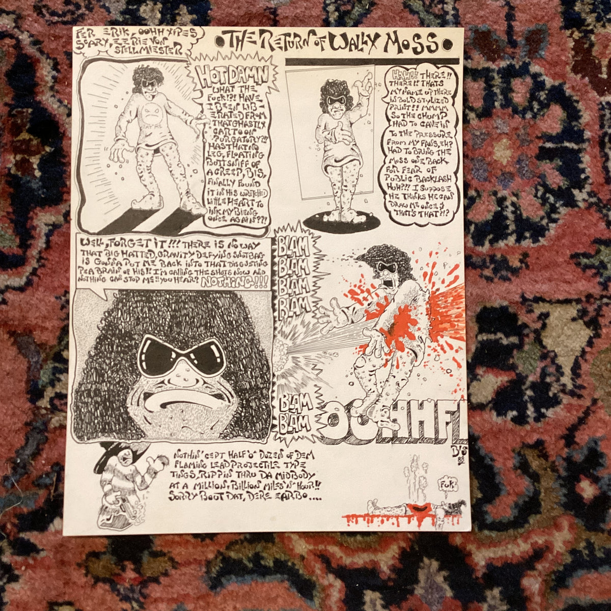 Vintage The Return Of Wally Moss by "Chuck Biscuits" '88 Hand Drawn Comic For Eerie Von - jointcustodydc