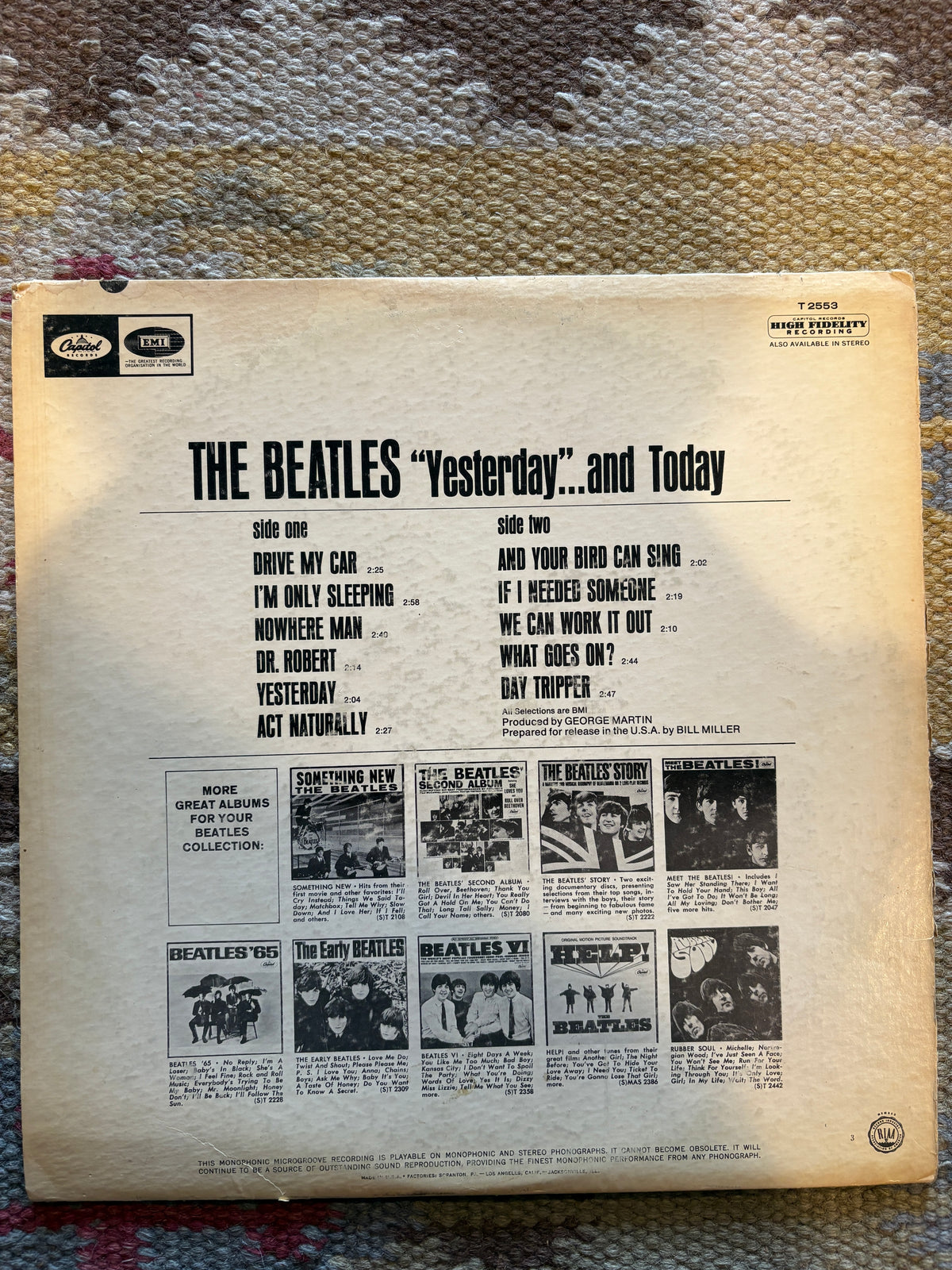 The Beatles “Yesterday And Today” 3rd State Butcher Cover LP - Mono/Scranton