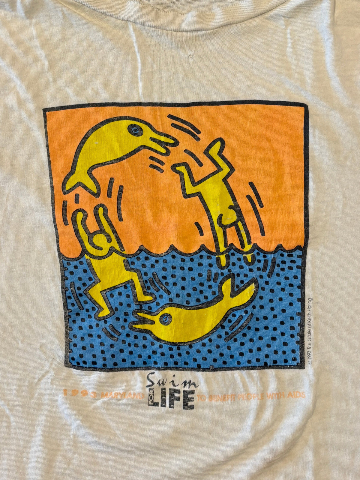 Vintage Keith Haring "Maryland Swim for Life" AIDS Awareness Shirt