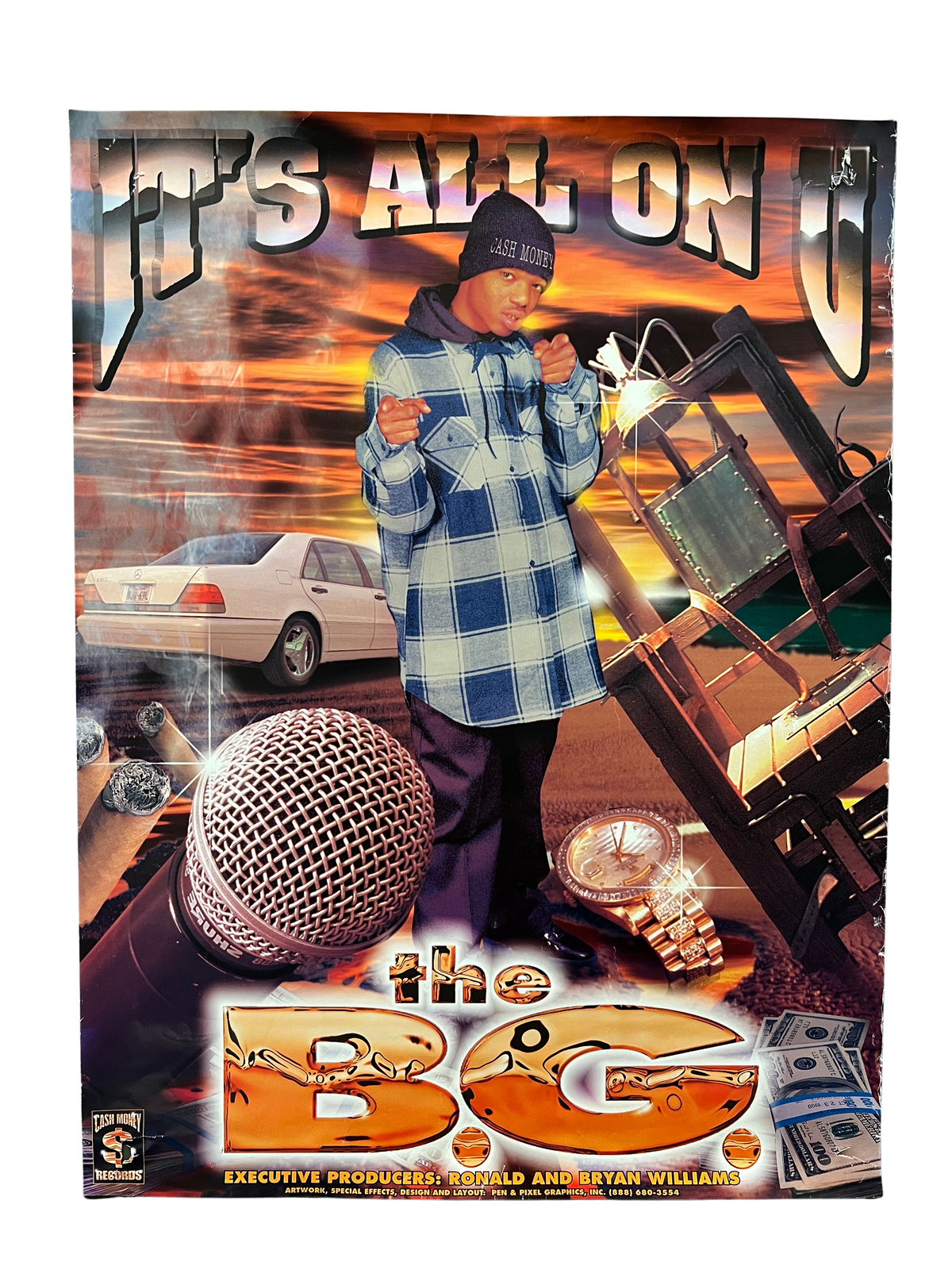 Vintage The B.G. "It's All On U Vol. 1" Cash Money Records Rap Poster - jointcustodydc