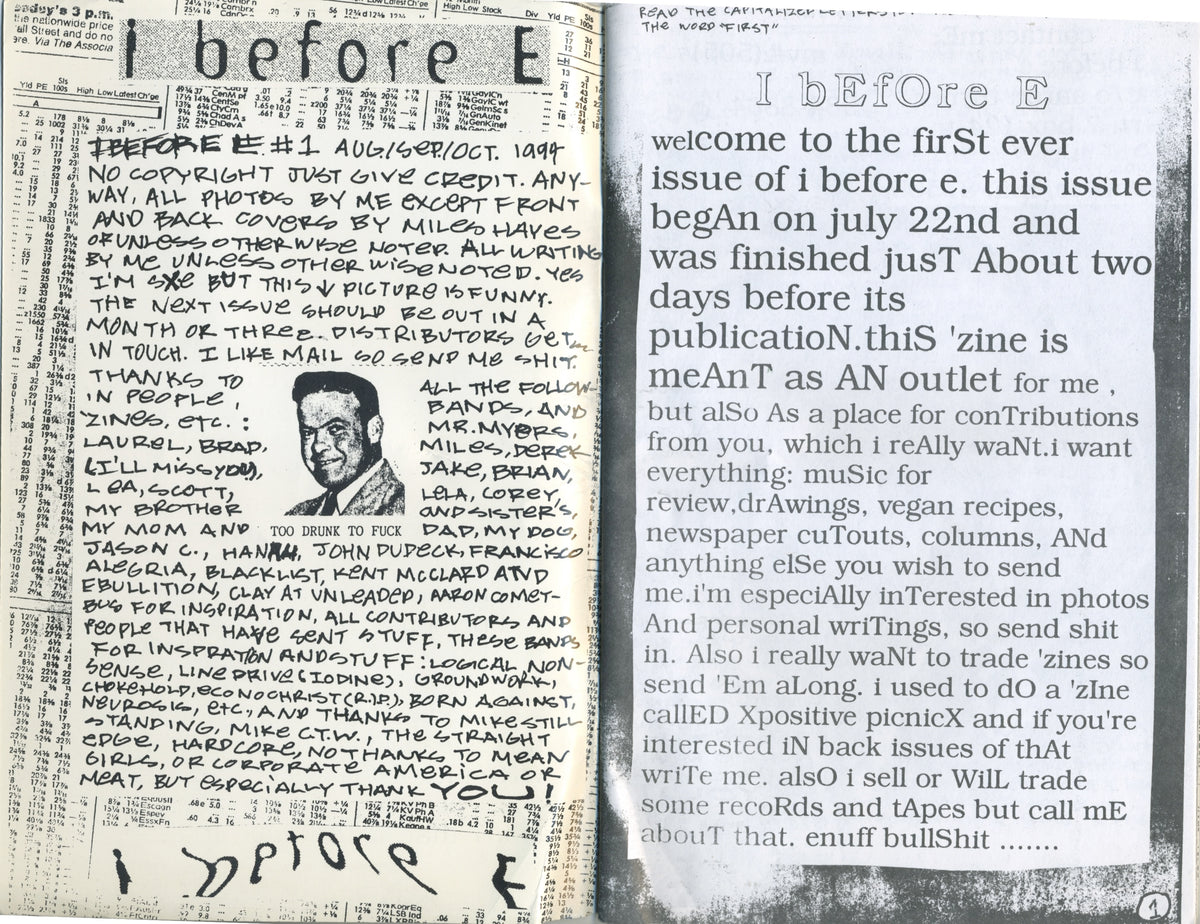 Vintage I Before E &quot;Issue #1&quot; Fanzine