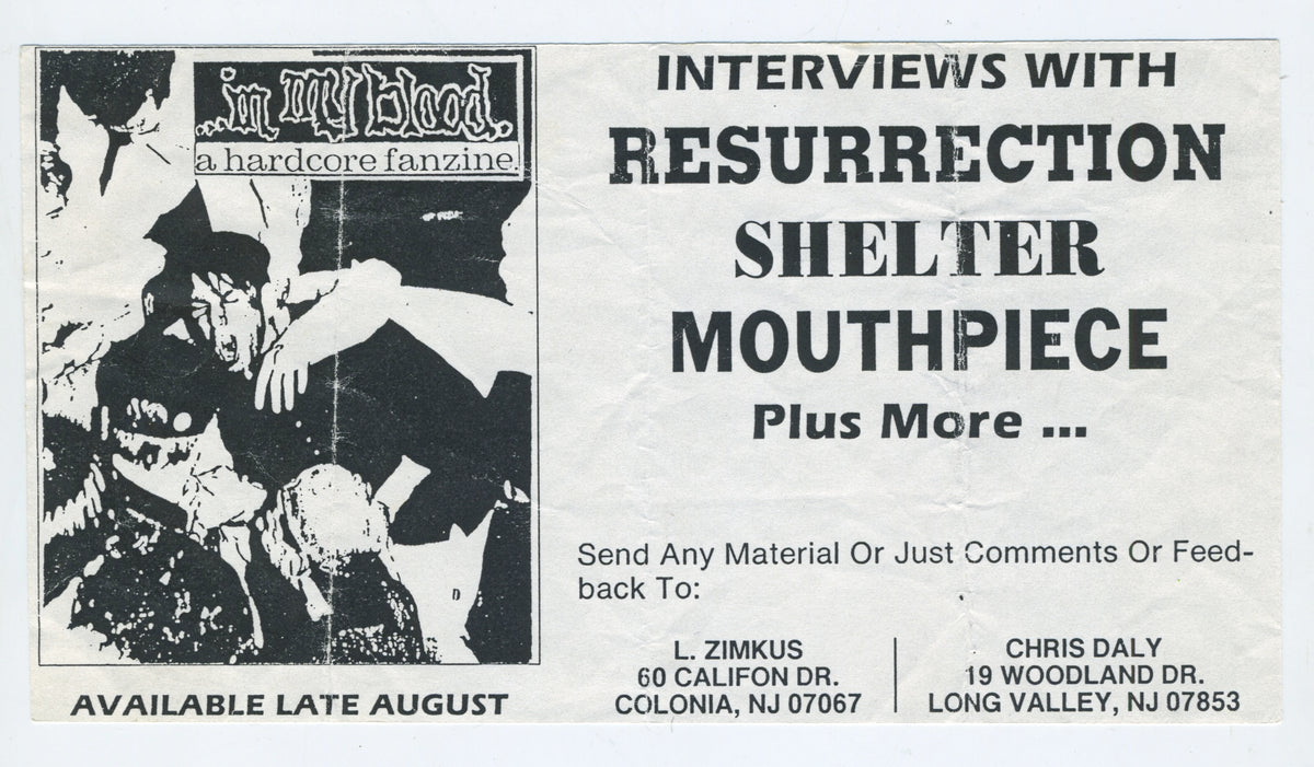 Vintage In My Blood Fanzine &quot;NJHC&quot; Flyer Ad