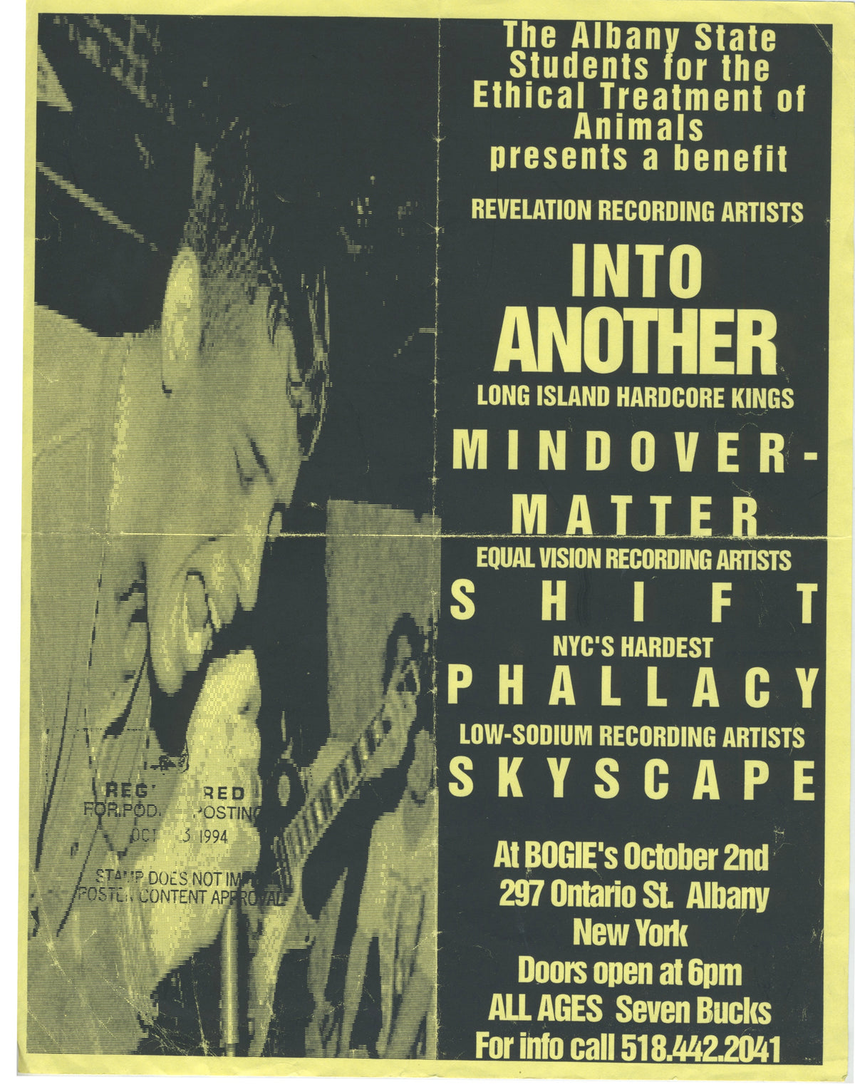 Vintage Into Another Mind Over Matter Shift Phallacy Skyscape &quot;Bogie&#39;s&quot; Albany, N.Y. Show Flyer