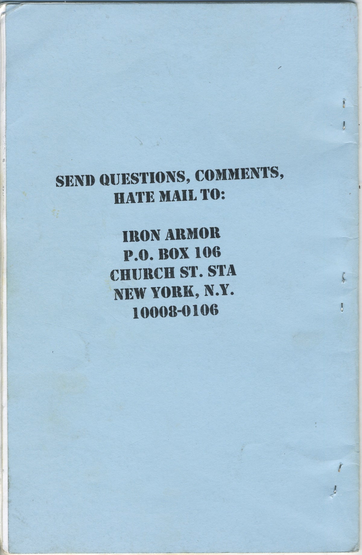 Vintage Iron Armor "NYC Skinhead" Fanzine Issue #4 - jointcustodydc