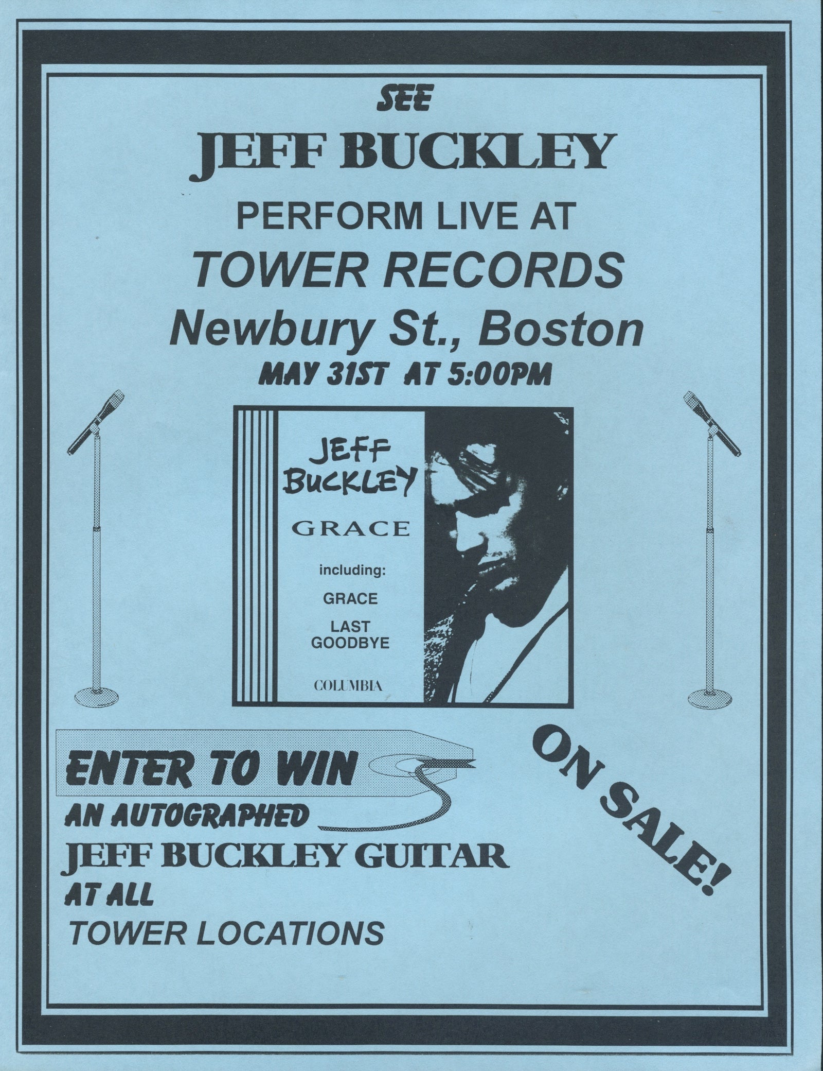 Vintage Jeff Buckley Live At "Tower Records" 1995 Boston Flyer - jointcustodydc