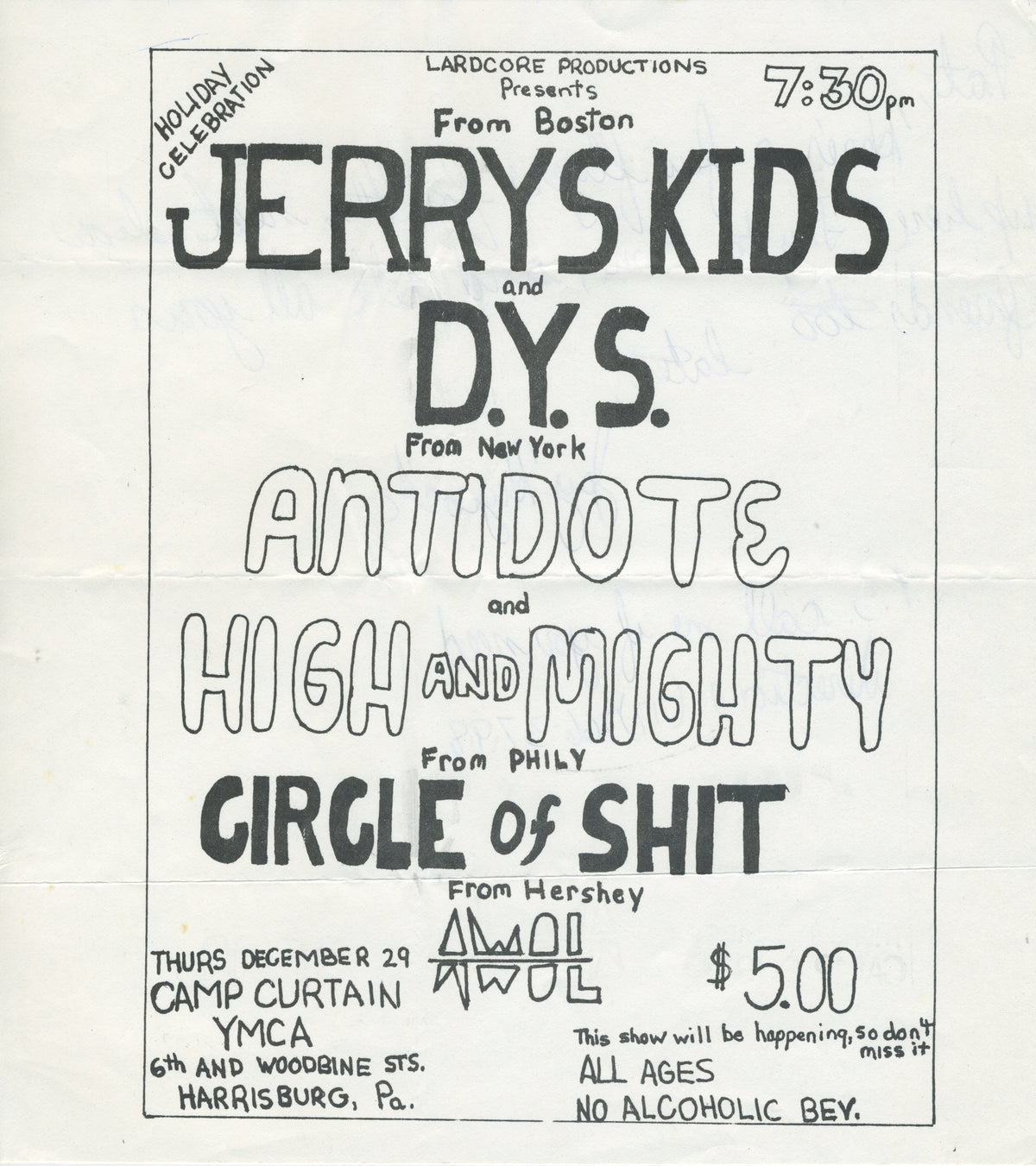 Vintage Jerrys Kids D.Y.S. Antidote &quot;Camp Curtain&quot; Harrisburg Show Flyer