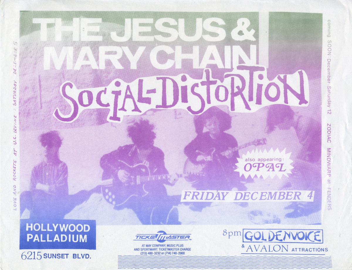 Vintage Jesus & Mary Chain Social Distortion Opal "Hollywood Palladium" Punk '87 Flyer