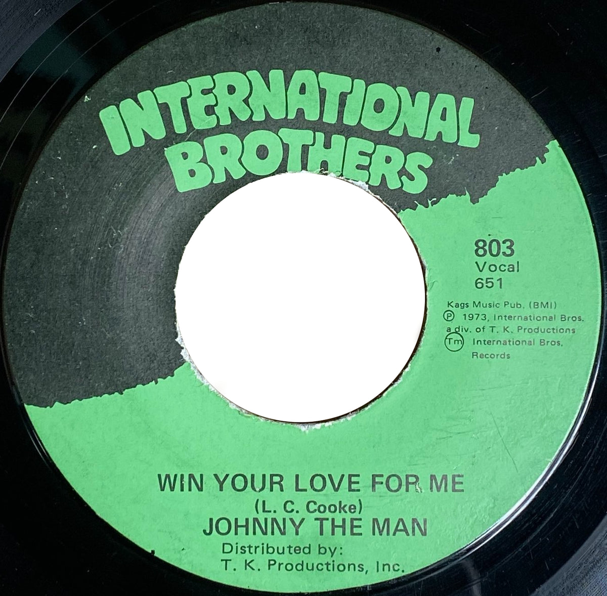 Johnny The Man &quot;Win Your Love For Me&quot; 45