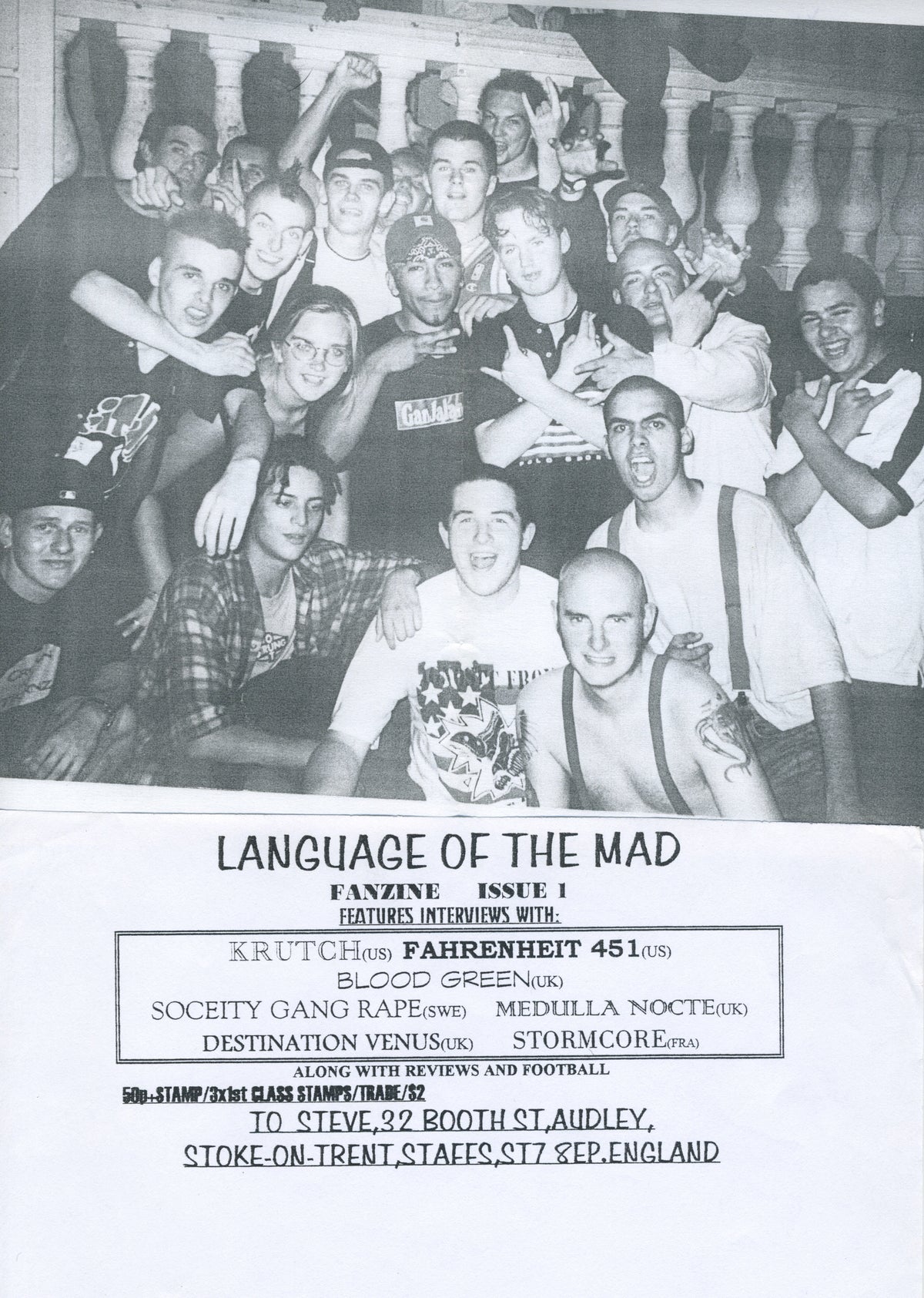 Vintage Language Of The Mad &quot;Stoke On Trent&quot; Hardcore &amp; Soccer Fanzine Issue #1