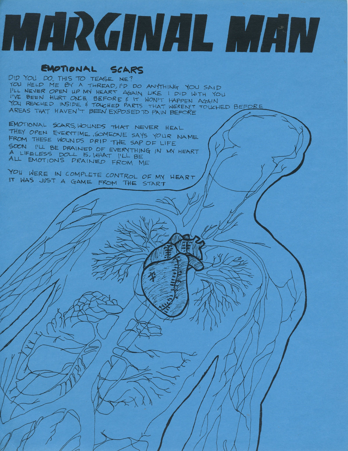 Vintage Marginal Man "Emotional Scars" Lyric Sheet Flyer
