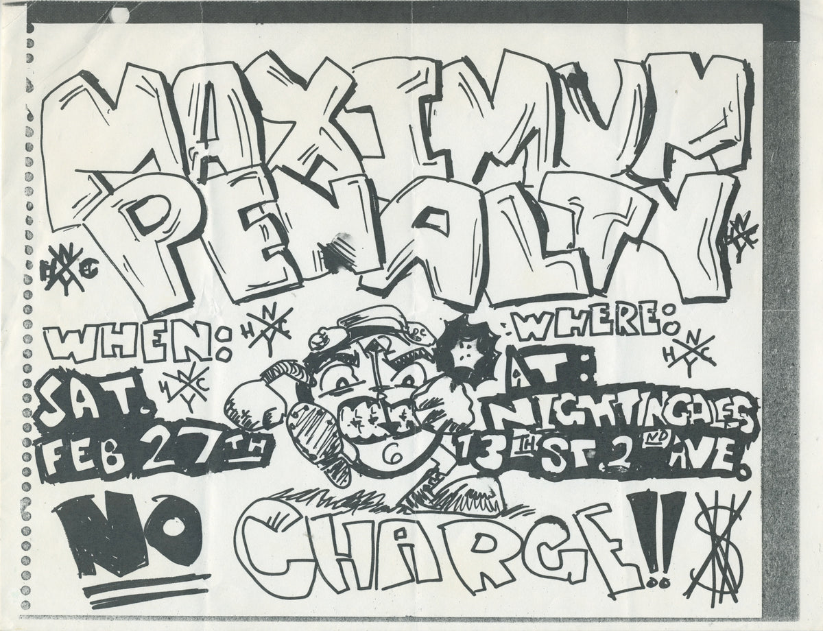 Vintage Maximum Penalty Nightingales "NYHC" Show Flyer